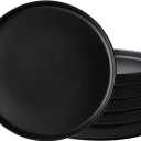 AmorArc Ceramic Plates Set of 6, Matte Glaze 8.0 Inch Dishes Set for Kitchen, Dessert,Salad,Appetizer, Small Dinner Plates, Microwave & Dishwasher Safe, Scratch Resistant, Matte Black