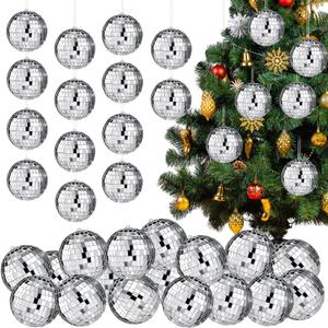 17 Pack Large Disco Ball Small Hanging Mirror Disco Decorations for Party Wedding Dance and Music Festivals Decor Club Stage Props DJ Decoration (3.2 Inch)