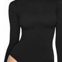 MANGOPOP Women's Long Sleeve Thermal Fleece Bodysuit Mock Turtle Neck Body Suit Slim Warm Base Layer Tops Fall Outfits 2025 XL
