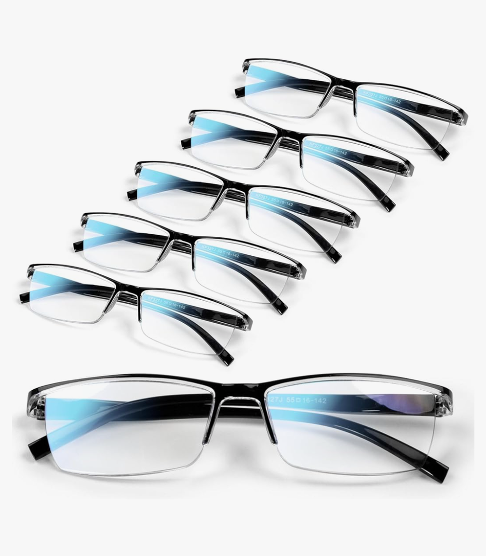6 pack Executive Style Reading Glasses Men - Durable Readers with 99% Blue Light Blocking - Comfortable Fit with TR90 Frames +2.75