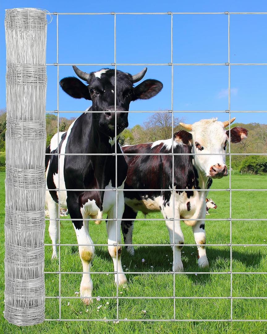 Livestock Fence 4Ft x 328Ft,Farm/Goat Fence,Heavy Zinc Coating Cattle Fencing Deer Fencing, for for Yard Garden and Field Mountain Forest, Farm Animal Protection