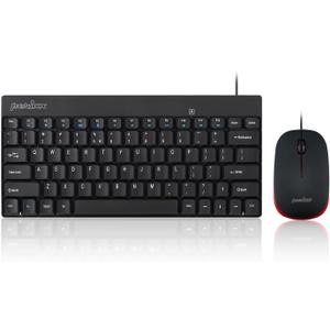 Perixx PERIDUO-212 Wired Mini Keyboard and Mouse Set, USB Connection, Black, US English Layout