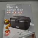 Electric-Lunch-Box-Heated-Food-Warmer 100W Heating Lunchbox for Adults 1.8L Portable Food Heater for Work/Car, 12V/24V/110-230V Lonchera Elctrica Porttil with Fork Spoon (Black)