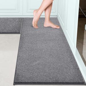 Washable Kitchen Rugs Set of 2 (24" x 35.5" + 24" x 59" Rectangular), Kitchen Mats for Floor, Indoor Entryway Runner Rugs for Laundry, Bathroom, Door, Bedroom (Roll Packing)
