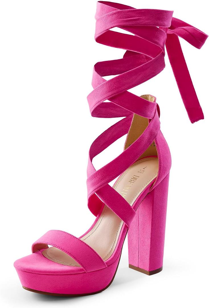 DREAM PAIRS High Heels Chunky Block Platform Heels for Women Strappy Gladiator Sexy Open Toe Heels Dressy Pumps Sandals Size 7