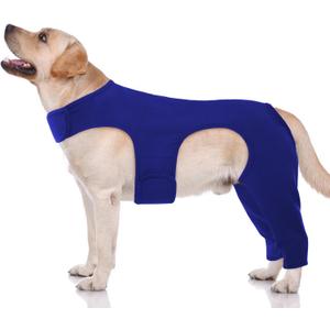ROZKITCH Dog Leg Sleeve to Stop Licking Rear Leg for Right Left, Pet Anti Licking Wound Elbow Protector, Dog Recovery Suit Cone Collar Alternative for Sprain ACL CCL Arthritis Joint Care Blue L (L(Back Length:16.9"Leg Length:10.2"))