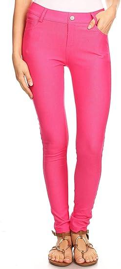 ICONOFLASH Women's Stretch Jeggings with 5 Pockets Pull On Skinny Jean Leggings Large