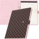 Checkered PU Leather Business Portfolio Binder Legal Notepad Holder for Women | A4 Legal Letter Size | Work Binder Folio Padfolio | Professional Document Resume Organizer Cover