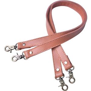 2 x Wento Camel Genuine Leather Purses Straps, Lobster Hook, 24'' x 0.78'', Real Leather Sewing Canvas Backing, Replacement Purse Straps, Handbag Bag Wallet Straps