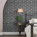 HeloHo 17.7" X 394" Grey Brick Wallpaper Peel and Stick Self-Adhesive Removable 3D Textured Wall Paper for Kitchen Backsplash Living Room Bedroom Decor