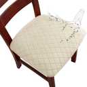 Genina Waterproof Seat Covers for Dining Room Chairs, Stretch Chair Covers Removable Washable Dinning Room Kitchen Chair Seat Cushion Slipcovers (Argyle-Beige, 4 PCS)