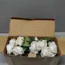 Wondrus Bulk Artificial Flowers 50 PCS, Fake Velvet Silk White Roses with Long Stems Realistic Bouquet for Mother's Day Wedding Centerpieces, Faux Arrangement for Home Table Decor