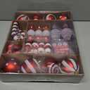 47PCS Red and White Christmas Ornaments Sets, Shatterproof Candy Cane Christmas Tree Decorations, Hanging Ball Ornaments Tree Decor for Xmas Party (Red & White)