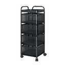 TAGEPOR Rotating Kitchen Storage Rack, 4 Tier Rolling Cart with Fruit and Vegetable Basket, Black Storage Organization Dolly Cart with Wheels for Bathroom, Kitchen and Bedroom