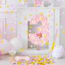 Daisy Birthday Decorations, Daisy Number 3 Piata with Blindfold Stick Blindfold Confetti for Pink Flower Boho 3rd Birthday Party Supplies (Daisy 3)