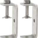 Stainless Steel C Clamps 3.2In for Mounting, Heavy Duty Metal U Clamp for Metal Working Small Desk Clamp with Stable Wide Jaw Opening & Protective Pads/I-Beam Design (2pcs)