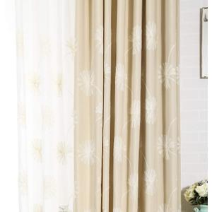 VOGOL 2 Panels Floral Pattern Embroidered Elegant Faux Linen Grommet Curtains, Thermal Insulated 60% Blackout Heavy Drapes for Bedroom Living Room, Energy Efficient Window Treatments, 52 x 84 Inch (Beige)