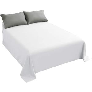Sfoothome White Flat Sheet, Ultra Soft and Comfortable Microfiber Top Sheet Twin Size