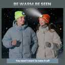 Keains Reflective Stripe LED Beanie with The Light  Winter Knit Hat for Outdoor Work Sports, Gifts for Men Women Dad (One Size, Black)