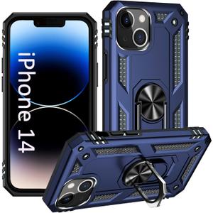 ADDIT i Phone 14 Case, for iPhone 14 Case,with Kickstand Ring,Adjustable Stand,Military Grade,Heavy Duty Protection,Shockproof,Anti-Fingerprint,Support Magnet Car Mount,Blue