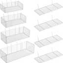 Hicarer 8 Pack Pegboard Baskets and Peg Board Racks Set, Pegboard Hooks, Square Style Wire Shelf Baskets, for Organize Tools, Workbench, Accessories, Garage Storage, Wall Organizer Attachments (White)