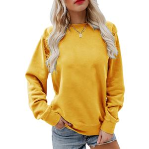 Women's Fall Long Sleeve Pullover Tops Casual Round Neck Sweatshirt (Medium, Yellow)