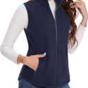 MAGCOMSEN Women's Fleece Vest with Zipper Pockets Zip Up Sleeveless Jackets Lightweight Soft Warm Polar Vest Outerwear (S)