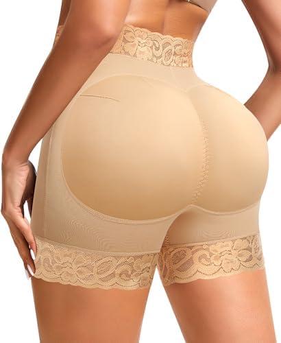 DERCA Padded Underwear for Women Butt Lifting Shapewear Booty Pads Hip Enhancer Lace Boyshorts.L