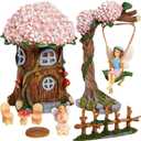 Juvale 8 Piece Miniature Fairy Garden Accessories Outdoor Decor Figurines Kit for Kids, Mini Whimsical Ornaments and Decorations for Patio, House, Garden, Desk, Yard Supplies (Multicolor)