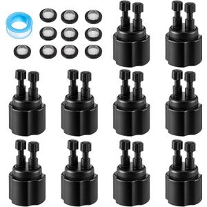 10 Pack 1/4" Drip Irrigation Manifold, 2 Port Sprinkler Adapter for 1/2" Sprinkler Riser, Built-in Filter for Stable Water Flow, Drip Irrigation Parts for Lawn & Garden Watering Systems