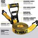 DEWALT DXBC10000J Black/Yellow 2" x 27' Ratchet Tie Down Strap with Double J-Hook - Heavy-Duty Cargo Securing (10,000 lb Break Strength)