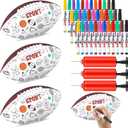 Soulchen 42 Pcs 10 Inch Football, Colors Your Own Footballs Craft Set, Adult Footballs Custom Designs Color Includes 3 Football, 36 Markers and 3 Inflators for Adult Gifts