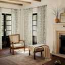 Charcoal Floral Linen Curtains 63 Inch Length 2 Panels Set Patterned Semi Sheer Living Room Bedroom Back Tab Rod Pocket Farmhouse Boho French Country Blackish Green Flower Plant Kitchen Window Drapes