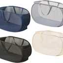 4 Pcs Collapsible Laundry Baskets, Opening Laundry Hamper, Foldable Laundry Basket, Dirty Clothes Basket for Clothes & Home Organization (Black/Blue/Beige/Gray)