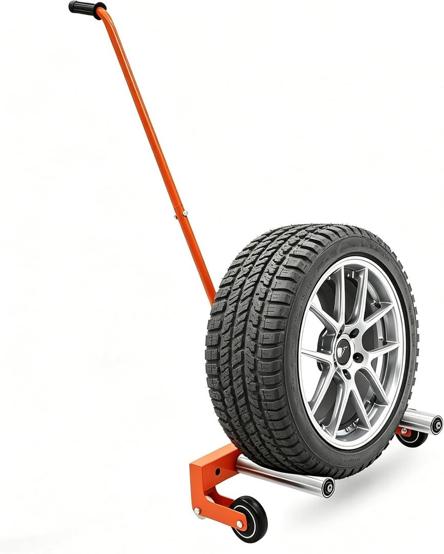 Tire Dolly, Heavy Duty 350LBS Wheel Dolly Adjustable Tire Dolly Tire Lift Tool Easy Lift Tire Moving Cart with 360° Rotatable Wheels, Cart Wheel Lift for Truck Car Vehicle, Auto Repair Shops