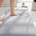 MINIDEAR Bathroom Rugs 24x17 Light Grey - Thick Elastic Foam Bath Mat, Ultra Soft & Plush Fluffy, Non-Slip, Quick Dry, Absorbent Washable Floor Microfiber Mat for Tub, Home Decor Accessories