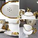 fanquare 15 Piece Vintage Porcelain Tea Set for 6, White Large Tea Cups Set, Tea Party Set for Adults