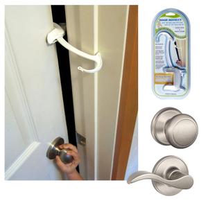 Child Proof Door Lock & Pinch Guard - For Door Knobs & Lever Handles - Easy to Install - No Tools or Tape Required - Baby Safety Door Lock For Kids - Very Portable - Great for Dogs & Cats, White