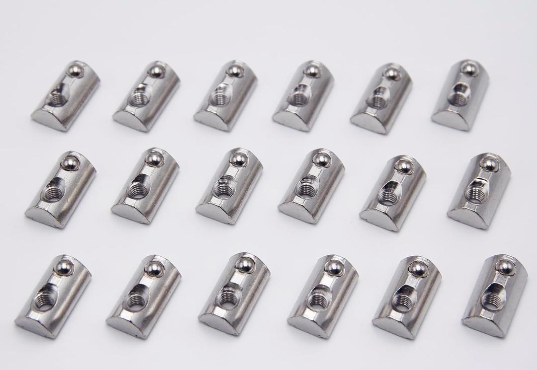 2 x M8 T-Slot Nuts Spring-Loaded Roll-in for 4040 Aluminum Extrusion - 30 Pcs Carbon Steel Half Round T-Nuts Fasteners