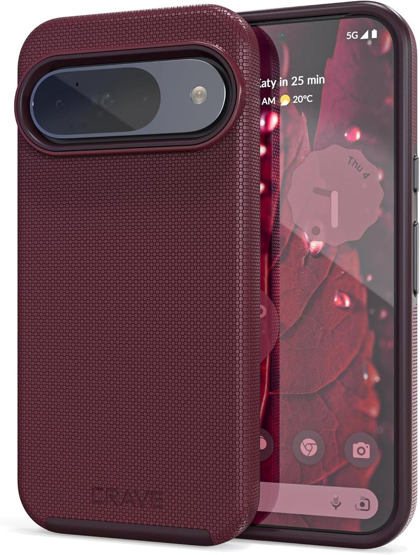 Crave for Google Pixel 9 Case and Pixel 9 Pro Case, Shockproof Protection Dual Layer Cover (6.3 inch) - Berry