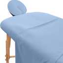 Avalon Care 3 Piece Massage Table Sheets Sets Cotton Flannel Massage Sheets Sets - 100% Natural Cotton Massage Sheets for Massage Therapy Includes Fitted Sheet, Flat Sheet and Face Rest Cover - Blue