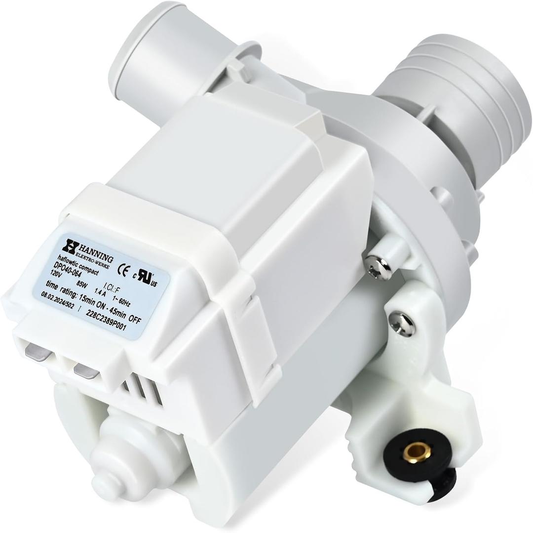 WH23X10040 DP040-064 Drain Pump (OEM) Replacement for GE GUD27ESSM1WW GTUN275EM GTUP240EM GTUP270GM Washer Drain Pump, Fit for Kenmore 26615322 Parts Drain Pumps Replace 228C2389P001 PS3501453