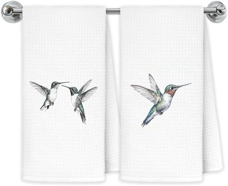 Hummingbirds Kitchen Towels, Hummingbird Gifts for Women Hand Towels for Bathroom Kitchen, Gifts for Bird Lovers Decorative Dish Towels Drying Cloth, 16x24 Inch Set of 2