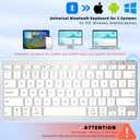 Qulose Bluetooth Keyboard, Ultra-Slim Wireless Keyboard for iPad, Rechargeable Ergonomic Computer Keyboard for iOS, Android, Windows PC Tablets Phone, White Silver