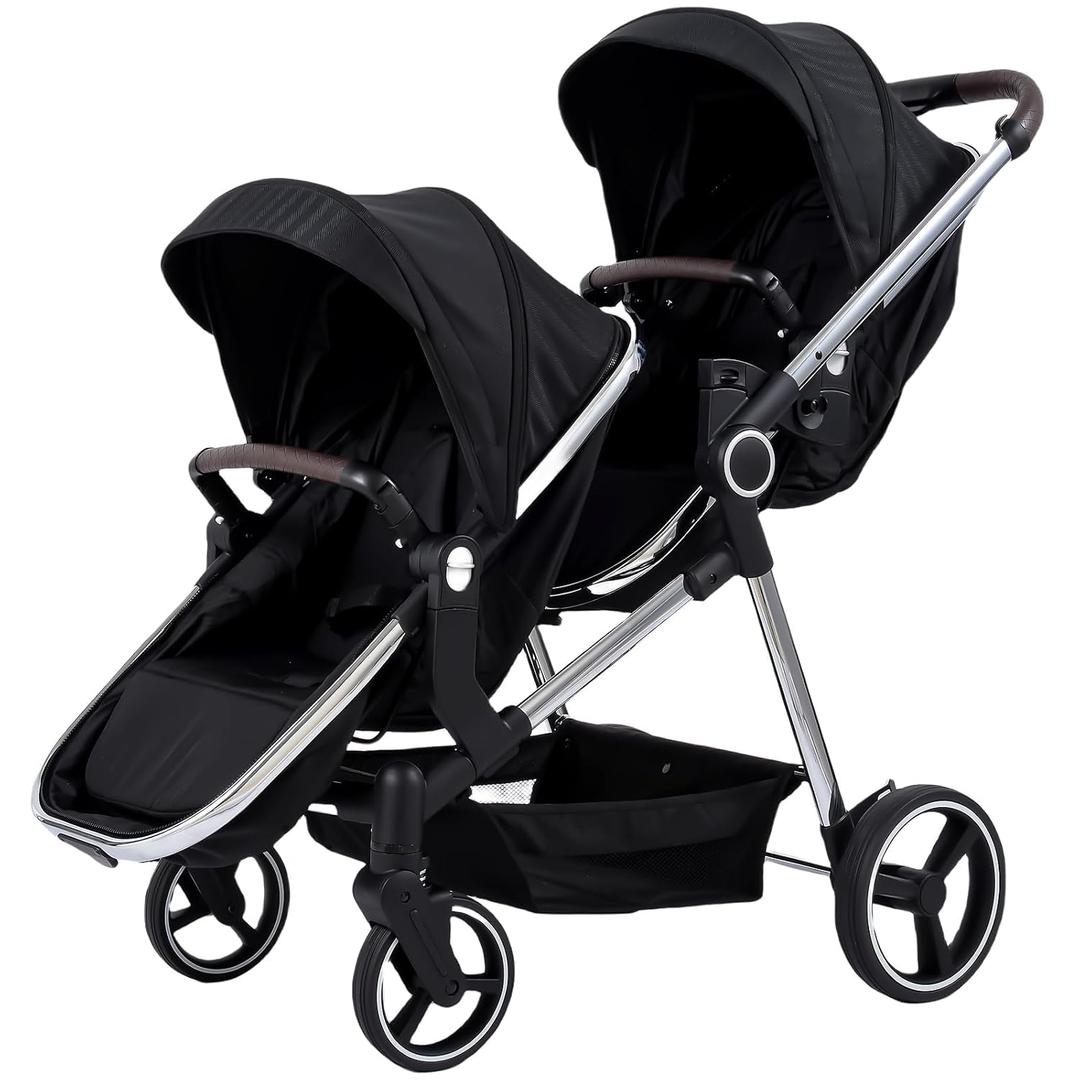 Double Stroller for Twins Infants and Toddlers, Foldable Tandem, Convertible Twin to Single Stroller, Compact Light Weight, Ages 0-3 Years
