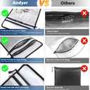 Upgraded Two Pockets Fireproof Document Bag (2000), andyer 15x 11Waterproof Fireproof Money Bag for Cash with Zipper, Important Document Storage Organizer for Valuables, Legal Documents Safe (Grey)