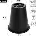 6 Pack 6 Inch Heavy Duty Bed Risers, Round Furniture Riser with Non-Slip Foam Pad, Stackable Couch Lift Riser, Furniture Elevator for Under Bed Storage, College Dorm, Office, Sofa, Table