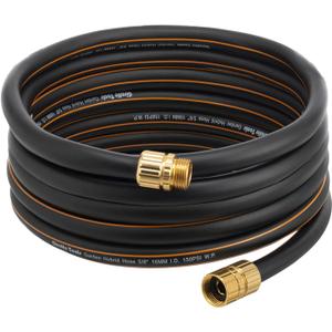 Giraffe Hybrid Garden Hose 5/8" x 25ft, Custom Length, NO Kink, Flexible, Leakproof Hose with Male to Female Fittings, 600 Burst PSI (Black and Orange)