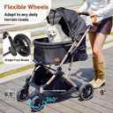 EchoSmile Small Medium Dogs Stroller 4-Wheel Pet Strollers for Medium Dogs Up to 50lbs, One Click Folding Large Cat Stroller, Reversible Handle, Shock Absorbing Wheels, Removable Washable Pad