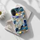 DorisMax for iPhone 16 Case - Wireless Charging Compatible - Dual-Layer Hard Shell + Silicone Cover - Shockproof Protective Phone Case with Stylish Designs for Women - Abstract Sea Turtle